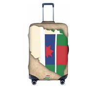 Housse de protection élastique lavable et anti-rayures pour valise, bagage, motif carte du drapeau de la Gambie, blanc, Large