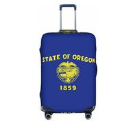 Housse de protection élastique lavable et anti-rayures pour valises Motif drapeau de l'Oregon 45,7 à 81,3 cm, blanc, L