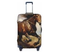 Housse de protection élastique lavable pour valise, anti-rayures, motif chevaux, blanc, Large