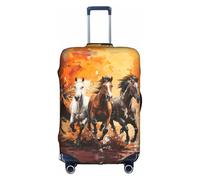 Housse de protection élastique lavable pour valise, anti-rayures, motif chevaux, blanc, Medium