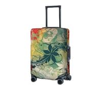 Housse de protection élastique lavable pour valise, fleurs abstraites et libellules pour bagages de 45,7 à 81,3 cm, housse de bagage de voyage portable, anti-poussière et anti-rayures, Noir , M