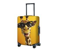 Housse de protection élastique lavable pour valise, motif girafe animée portant des lunettes, 45,7 à 81,3 cm, housse de bagage de voyage portable, anti-poussière et anti-rayures, Noir , L