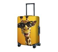 Housse de protection élastique lavable pour valise, motif girafe animée portant des lunettes, 45,7 à 81,3 cm, housse de bagage de voyage portable, anti-poussière et anti-rayures, Noir , S