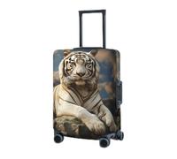 Housse de protection élastique lavable pour valise, motif tigre majestueux se reposant sur un rocher, 45,7 à 81,3 cm, housse de bagage de voyage portable, anti-poussière et anti-rayures, Noir ,