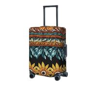 Housse de protection élastique lavable pour valise, ornements aborigènes et fleurs, housses de valises pour bagages de 45,7 à 81,3 cm, housses de bagages de voyage portables, housses de protection