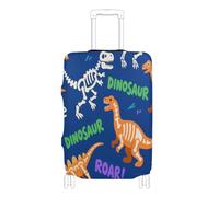Housse de protection élastique pour bagages de voyage anti-rayures pour bagages de 45,7 à 81,3 cm, Tête de mort T-rex rugissante ankylosaure bleu foncé orange, XL 29-32 in