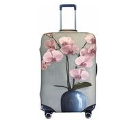 Housse de protection élastique pour bagages de voyage Motif orchidée dans un vase bleu Résistant à la poussière et aux rayures Pour valise de 55,9 à 61 cm