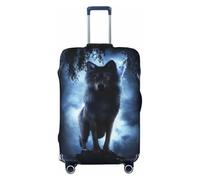 Housse de protection élastique pour bagages de voyage Motif scène de nuit de loups 45,7 à 81,3 cm, Noir/blanc, Large