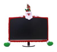 Housse de protection élastique pour écran d'ordinateur de Noël - Décoration de Noël - Écran LCD - Non tissé (Père Noël)