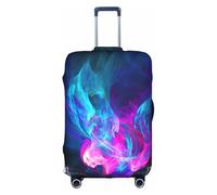 Housse de protection élastique pour valise, bagage - Lavable et anti-rayures - Motif feu bleu et rose, blanc, Small