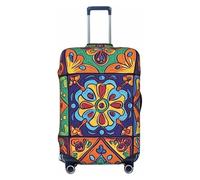 Housse de protection élastique pour valise de voyage, motif chat noir dans les fleurs, motif floral, housse de bagage anti-rayures pour bagages de 45,7 à 55,9 cm, Boho Datura Mandala Patchwork Art