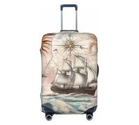 Housse de protection élastique pour valise de voyage, motif chat noir dans les fleurs, motif floral, housse de bagage anti-rayures pour bagages de 45,7 à 55,9 cm, Voilier nautique., L(27"-30"