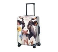 Housse de protection élastique pour valise, housse de protection lavable en forme de vache et de marguerite, housse de protection anti-poussière pour bagages de 45,7 à 81,3 cm, Noir , L