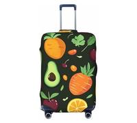 Housse de protection élastique pour valise, motif avocats, cerises, oranges, Noir , L