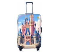 Housse de protection élastique pour valise, motif château, fleurs de cerisier rose, forêt, arc-en-ciel, housse de bagage de voyage anti-rayures, Noir , XL