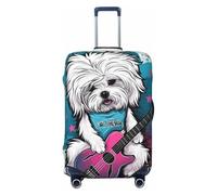Housse de protection élastique pour valise, motif chien maltais, anti-rayures, Noir , S