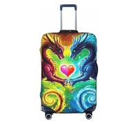 Housse de protection élastique pour valise, motif dragons jumeaux lumineux, anti-rayures, Noir , M