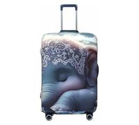 Housse de protection élastique pour valise, motif éléphant endormi, anti-rayures, Noir , M