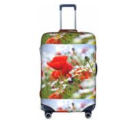 Housse de protection élastique pour valise, motif fleurs de prairie et marguerites, protection améliorée, convient aux voyageurs unisexes, blanc, L