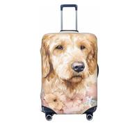 Housse de protection élastique pour valise, motif floral The Golden Retriever, anti-rayures, Noir , S
