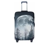 Housse de protection élastique pour valise, motif forêt mystérieuse et nuit étoilée pleine lune, Noir , S