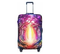 Housse de protection élastique pour valise, motif forêt néon, arbre magique, anti-rayures, Noir , M