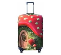 Housse de protection élastique pour valise, motif fraises géantes en arrière-plan de la saison des récoltes, housse de bagage anti-rayures, Noir , L