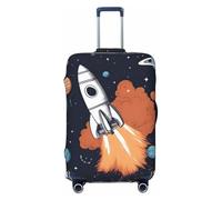 Housse de protection élastique pour valise, motif fusée dans l'espace, convient aux accessoires de voyage de 45,7 à 81,3 cm, Noir , S