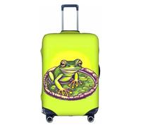 Housse de protection élastique pour valise, motif grenouille dans un étang, fermeture éclair double face, pour voyage d'affaires, 45,7 à 81,3 cm, blanc, S