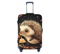 Housse de protection élastique pour valise, motif hérisson, motif champignon et anti-rayures, Noir , XL