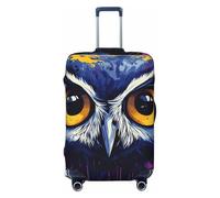 Housse de protection élastique pour valise, motif hibou, violet, Noir , S