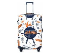 Housse de protection élastique pour valise, motif jambon rôti avec charbon de bois, anti-rayures, Noir , XL