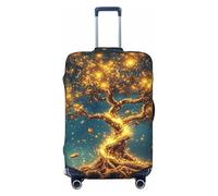 Housse de protection élastique pour valise, motif mandala, forêt enchantée de lune et étoiles, motif arbre de vie, Noir , M