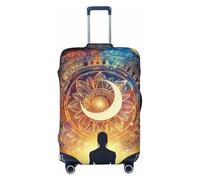 Housse de protection élastique pour valise, motif méditation spirituelle sur symboles cosmiques, anti-rayures, Noir , S