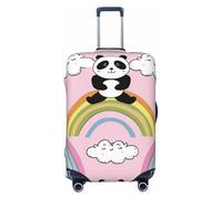 Housse de protection élastique pour valise, motif panda assis avec un arc-en-ciel, anti-rayures, Noir , L