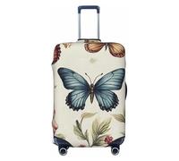 Housse de protection élastique pour valise, motif papillon, fleur, rétro, anti-rayures, Noir , XL