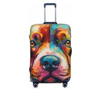 Housse de protection élastique pour valise, motif pit-bull, portrait coloré, anti-rayures, Noir , L