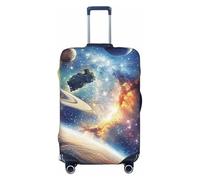 Housse de protection élastique pour valise, motif planètes et étoiles dans l'univers, Noir , S