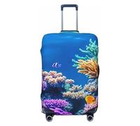 Housse de protection élastique pour valise, motif récifs coralliens et poissons colorés, Noir , S