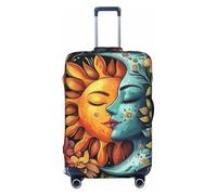 Housse de protection élastique pour valise, motif soleil et lune psychédéliques - Anti-rayures, Noir , L
