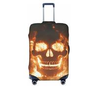 Housse de protection élastique pour valise, motif squelettes et navires dans une mer de feu, anti-rayures, Noir , L