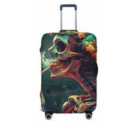 Housse de protection élastique pour valise, motif squelettes fumants avec fumée vive et anti-rayures, Noir , XL