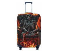 Housse de protection élastique pour valise, motif tête de mort, roi, terreur, avec lave et corbeaux - Anti-rayures, Noir , XL