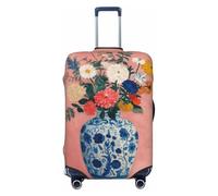 Housse de protection élastique pour valise, résistante à la poussière et aux rayures, motif fleurs dans un vase chinois bleu et blanc, 55,9 à 61 cm