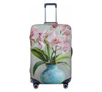 Housse de protection élastique pour valise, résistante à la poussière et aux rayures, motif orchidée dans un vase bleu, 55,9 à 61 cm