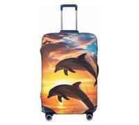 Housse de protection élastique pour valises de saut de dauphin au coucher du soleil - Anti-rayures et anti-poussière - Convient pour 55,9 à 61 cm, multicolore, L