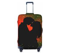 Housse de protection élastique pour valises de voyage Motif silhouette couple câlin amoureux résistant à la poussière et aux rayures 55,9 à 61 cm