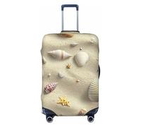 Housse de protection élastique pour valises d'été - Plage - Sable - Mer - Coquillages - Impression - Anti-rayures, Noir , L