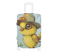 Housse de protection élastique résistante aux rayures pour valise de 45,7 à 81,3 cm, oiseau jaune portant un chapeau dessin animé, S 18-20 in