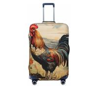 Housse de protection élastique universelle pour valise, coq sur bois dans les terres agricoles, accessoire de voyage, Noir , S, Bagage à main